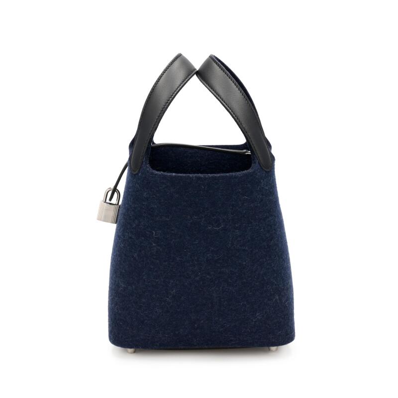 Hermès Bleu Nuit Feutre Wool and Black Swift Picotin Lock 18 PM Palladium Hardware - Image 5